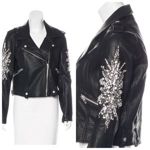RARE Blank NYC Moto Embellished Rhinestone Jacket